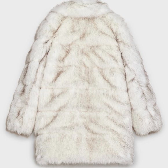 ZARA Women's Faux Fur Coat Steven Meisel(Light Beige, US M/EUR M) - Picture 4 of 11